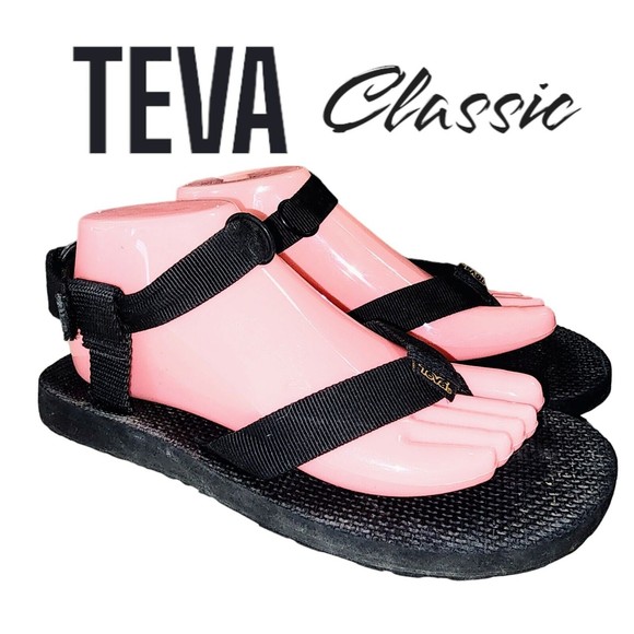 Teva Shoes - TEVA Blk Nylon Ankle Strap Thong Style Combo Casual Granola Girl Flat Sandals 8